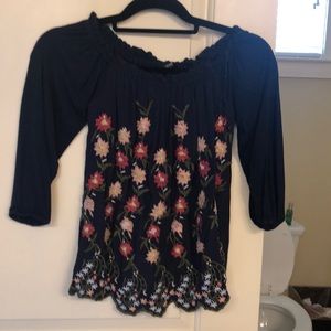 3/4 sleeve navy Lucky Brand cotton Shirt